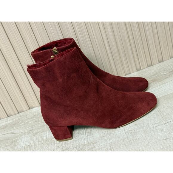 Mansur Gavriel Red Suede Heeled Ankle Boots Size 5 Women's Shoes - Picture 3 of 13